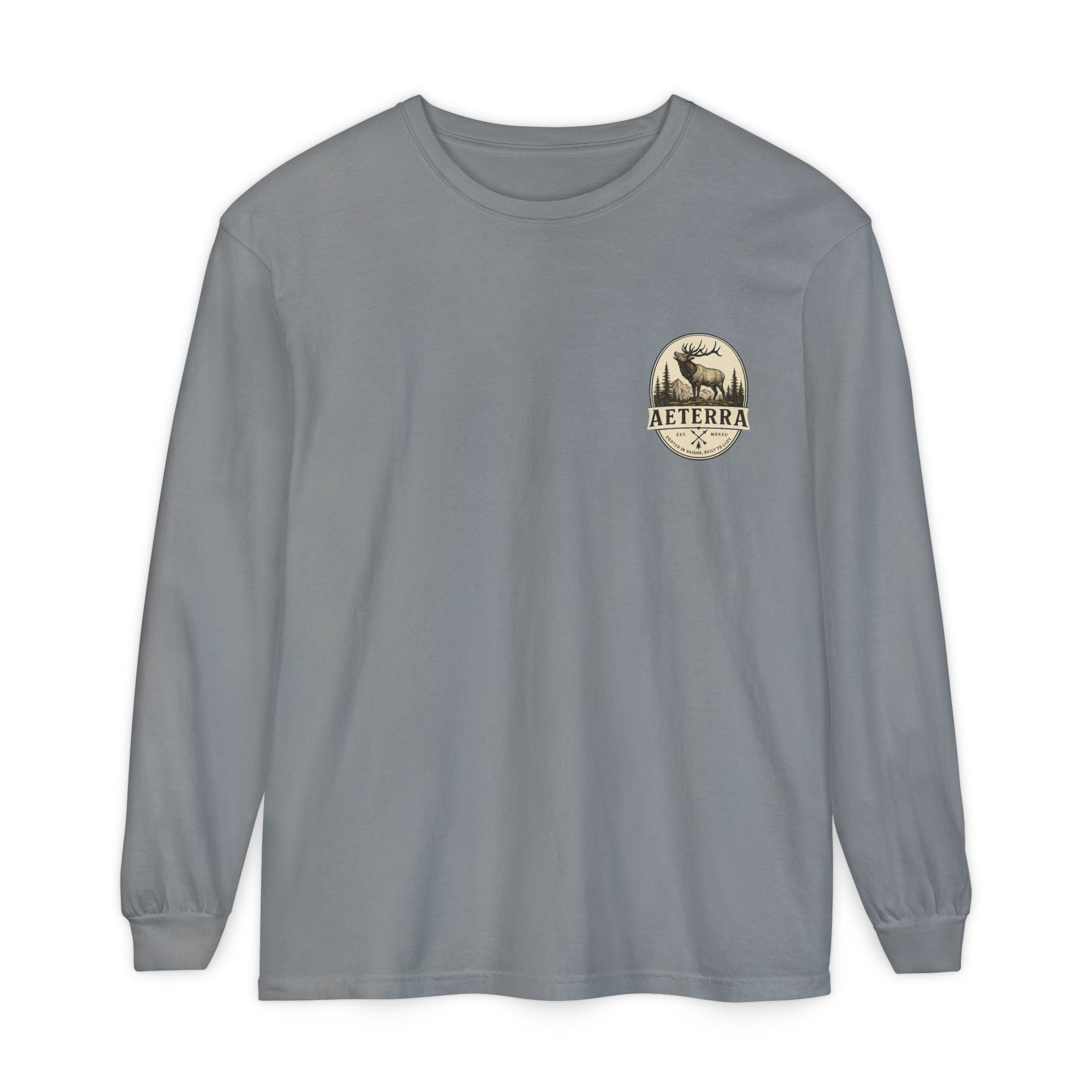 Aeterra Long Sleeve Tee — Vintage Mountain Logo Shirt